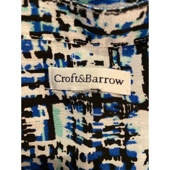 Croft & Barrow Blouse  Plus Size ? 1X or 2X Blue Black Pattern Casual  Top - Picture 7 of 10